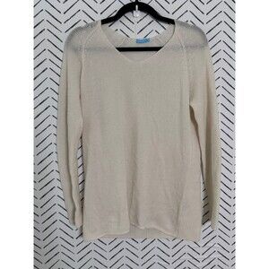 J.Mcglaughlin Women's Ivory 100%‎ Cashmere V-Neck Sweater Size Medium Luxury